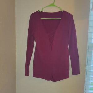 Purple Fitted Bodysuit with Buttoned Style